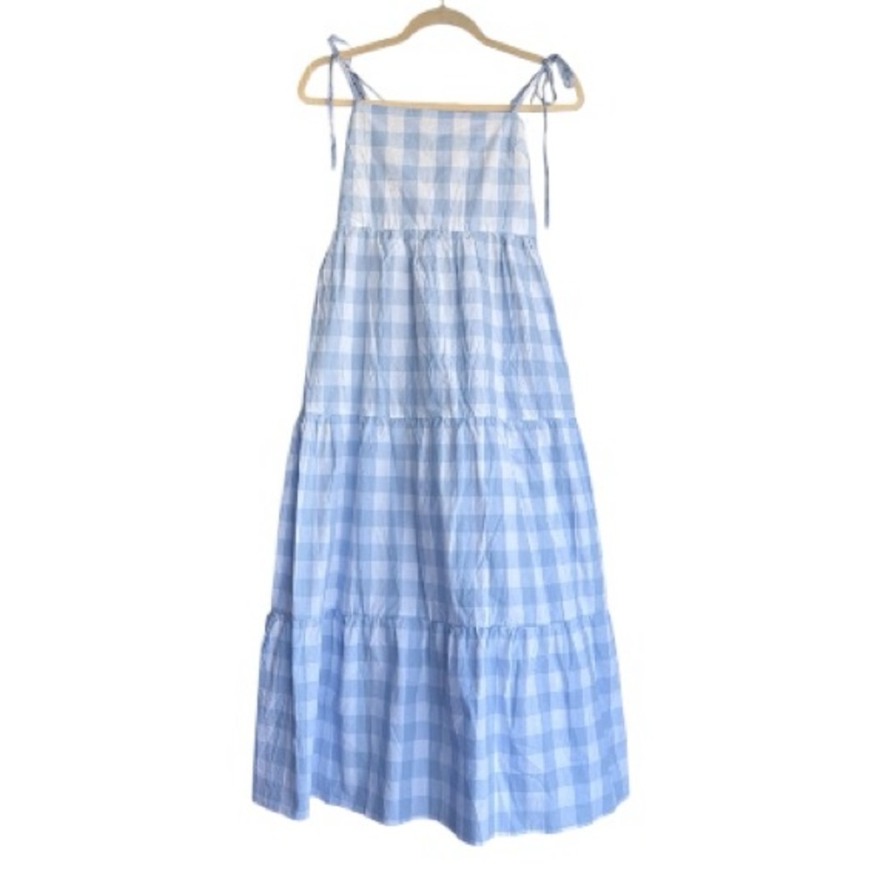 Smocked Gingham Midi Dress